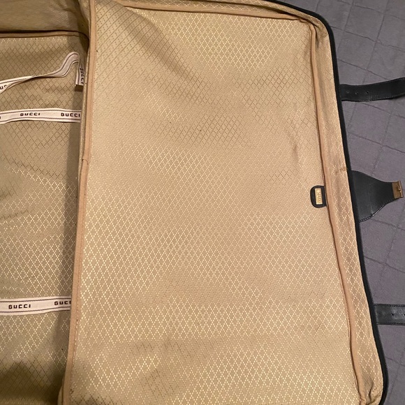 GUCCI VINTAGE 1980s Monogram Pattern 30” Suitcases Navy Leather/Coated Canvass - Picture 12 of 16